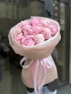 Розовые пионы 11 шт.