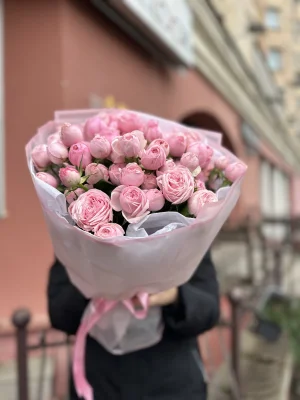 15 веток пионовидных кустовых роз Мэнсфилд Парк Пинк (Mansfield Park Pink)