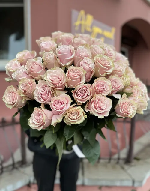 Нежно-розовая роза Pink Mondial 51 шт.