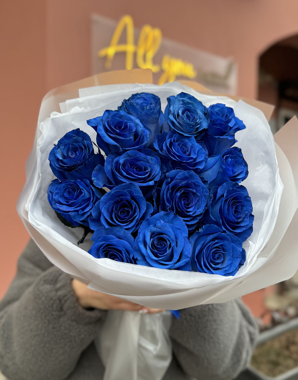 Синяя роза 15 шт.