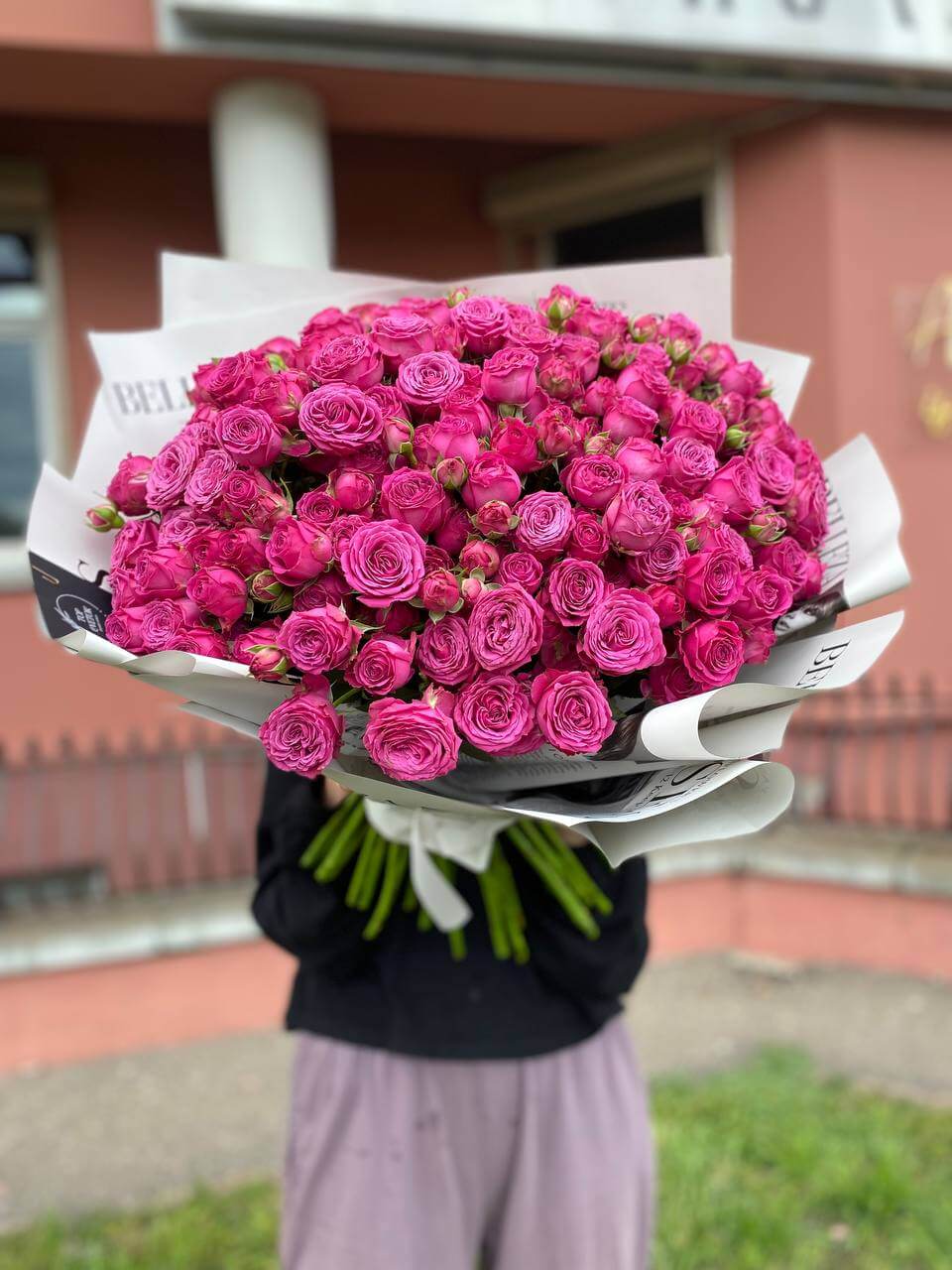 51 ветка пионовидных кустовых роз Классик Сенсейшл (Classic Sensation)