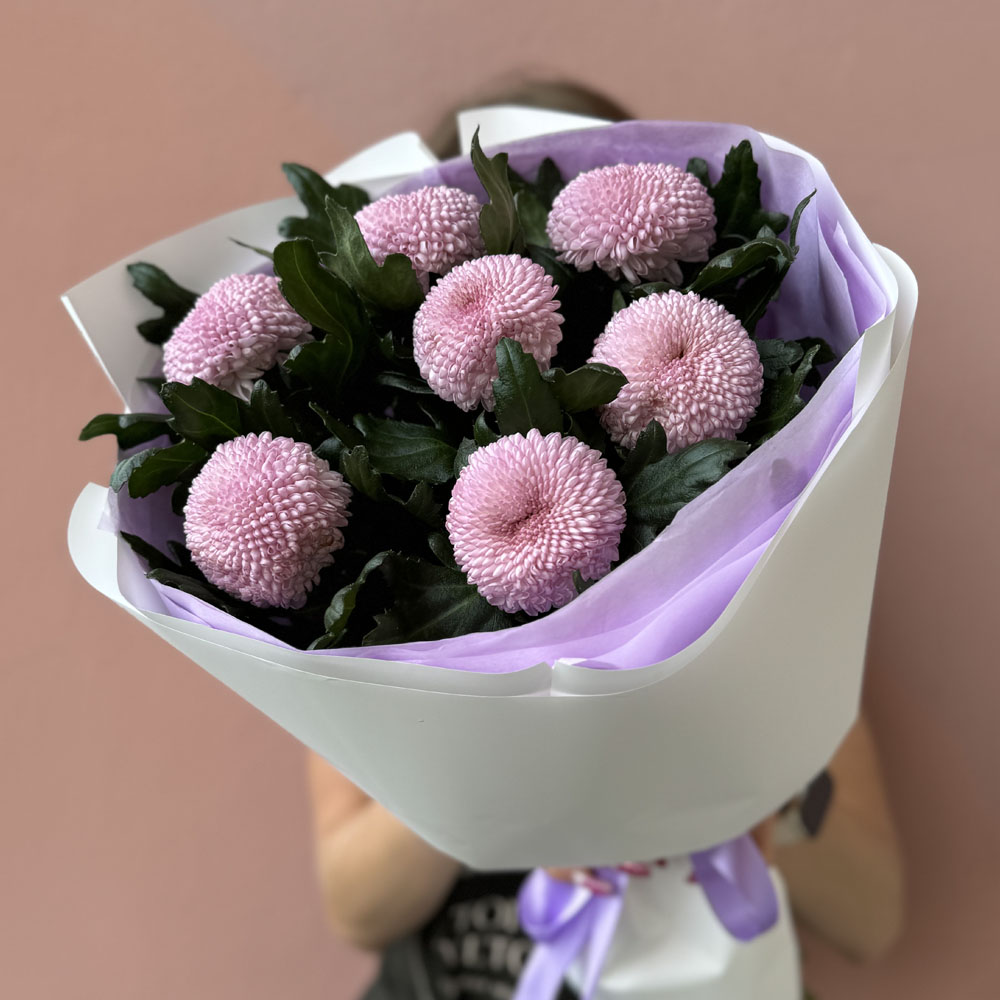 7 веток розовой хризантемы Момоко