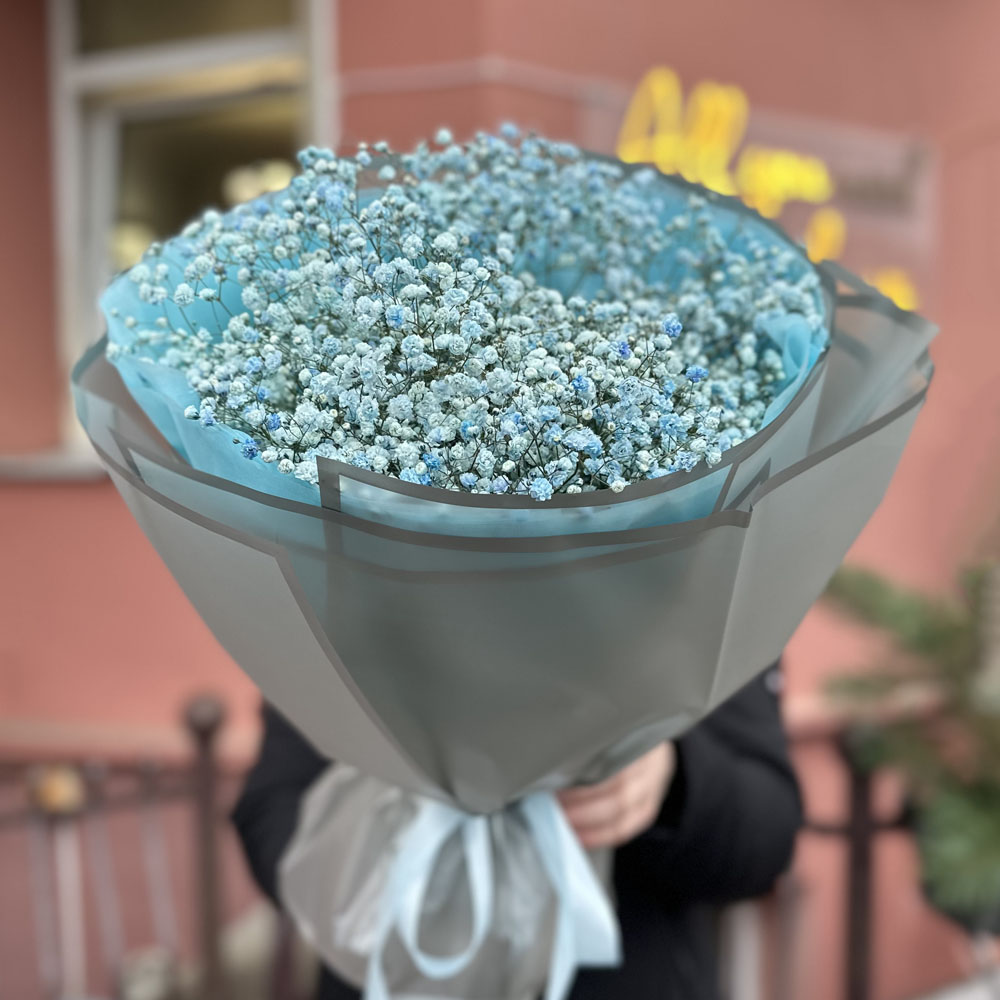 9 веток голубой гипсофилы