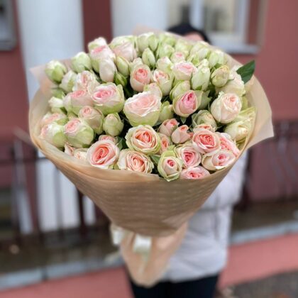 15 веток пионовидных кустовых роз Кристи